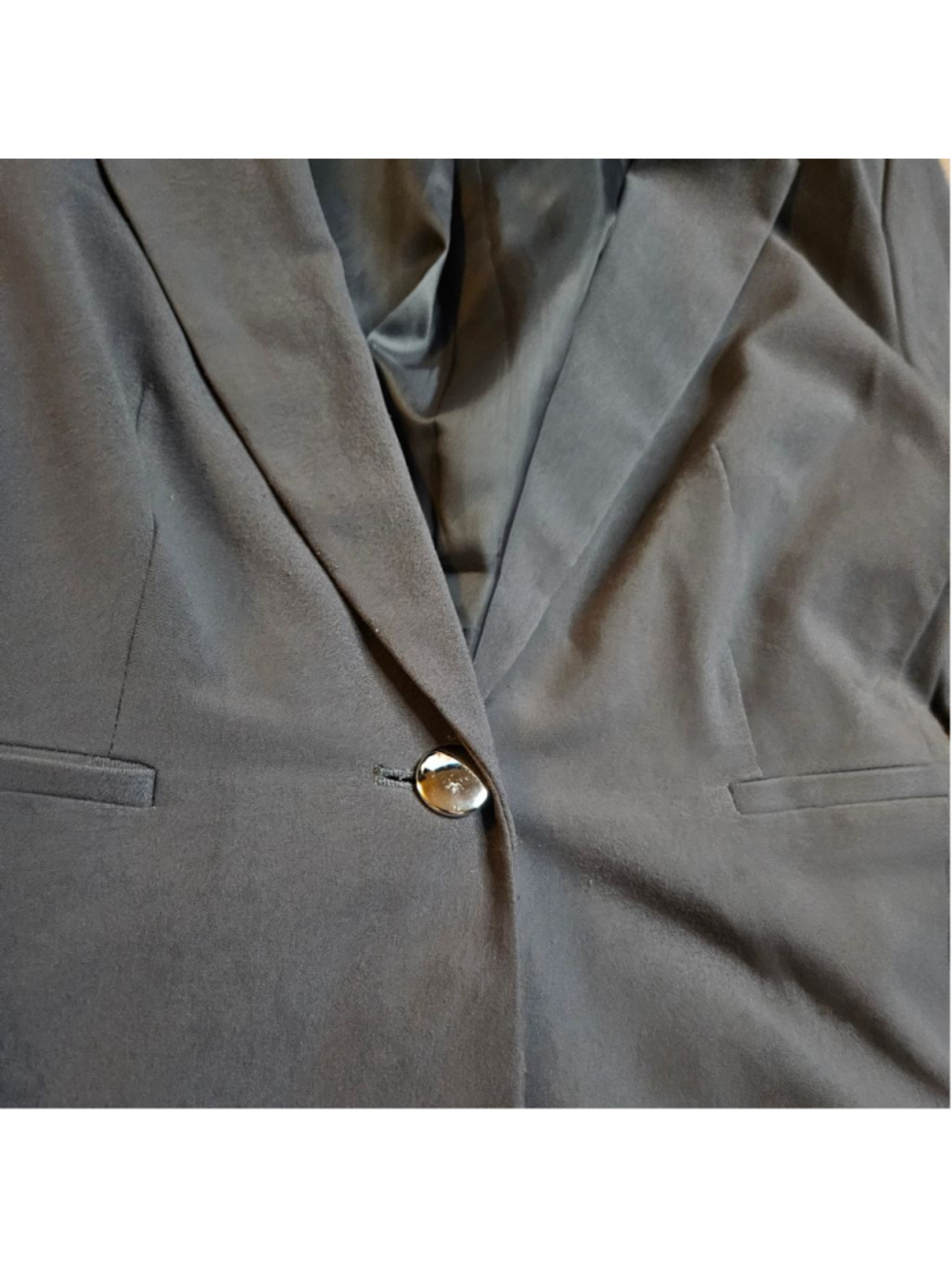 VENUS 8 Gray High Low Peplum Ruffle Back Blazer - Picture 9 of 10
